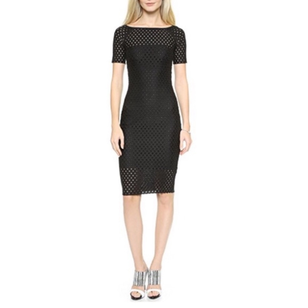 BEC & BRIDGE Black Cutout Bodycon Midi Cocktail Dress Bandage 90s Minimalist US